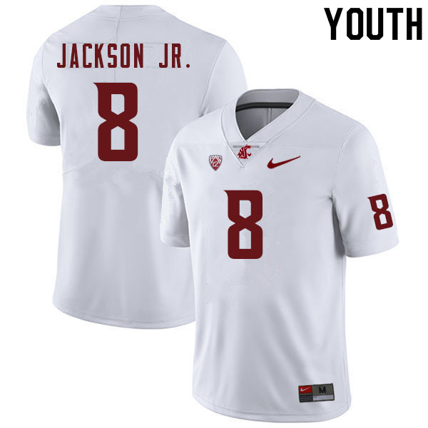 Youth #8 Calvin Jackson Jr. Washington Cougars College Football Jerseys Sale-White - Click Image to Close
